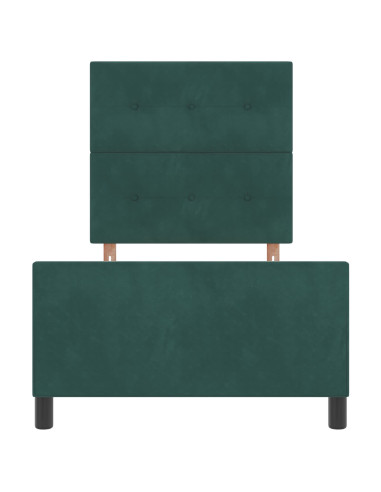 Letto a molle con testiera Verde Scuro 90 x 200 cm Velluto