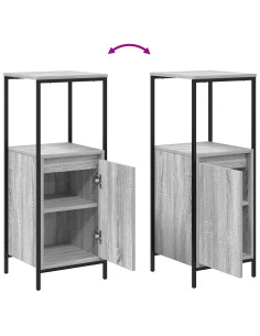 Set di mobili per il bagno con porta 5 pcs Grigio Sonoma e Nero