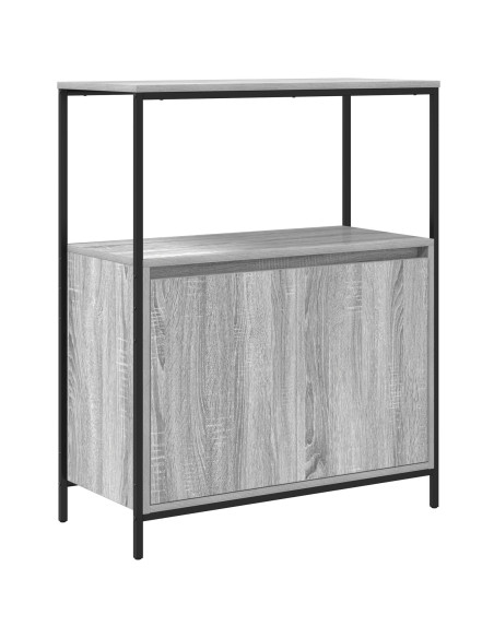 Set di mobili per il bagno con porta 5 pcs Grigio Sonoma e Nero