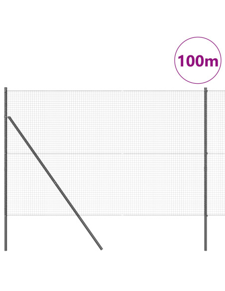Recinzione in Filo Saldato  con 7 Pali Grigio 1,4x50 m Acciaio