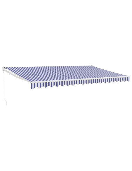 Tenda da Sole Retrattile Blu e Bianca 5x3 m Tessuto e Alluminio