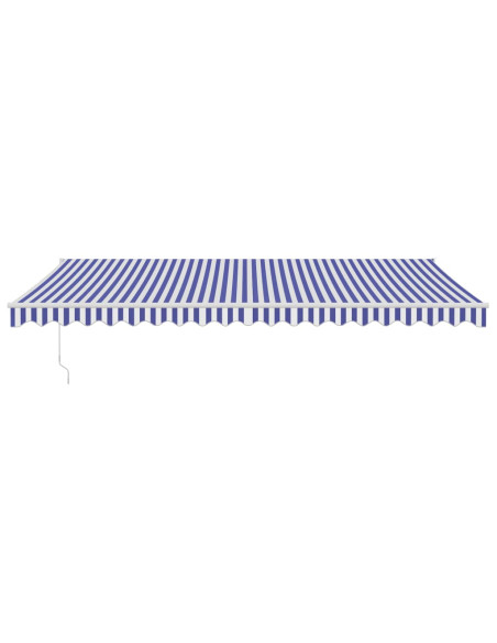 Tenda da Sole Retrattile Blu e Bianca 5x3 m Tessuto e Alluminio