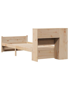 Letto Libreria senza Materasso 90x190 cm Legno Massello Pino
