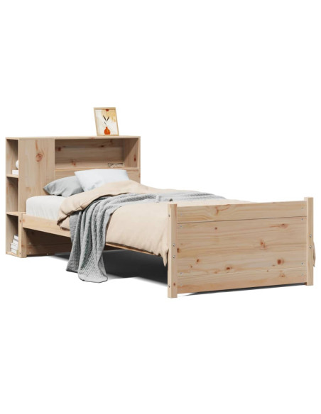 Letto Libreria senza Materasso 90x190 cm Legno Massello Pino