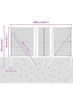 Palo della recinzione Argento 10 x 1,4 m (maglia 19 x 19 mm) 2