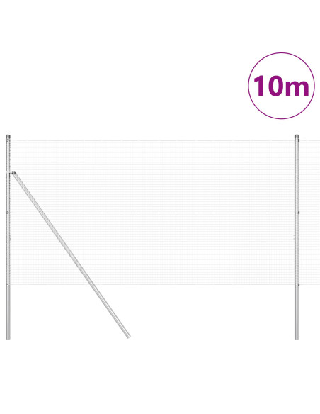 Recinzione in Rete Saldata  con 7 Post 1.4x10 m in Acciaio Zincato