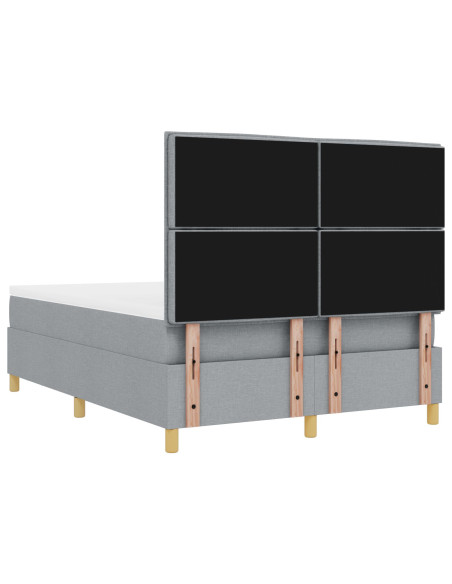 Letto a Molla con Materasso e Panchina Grigio Chiaro 140x200 cm Tessuto