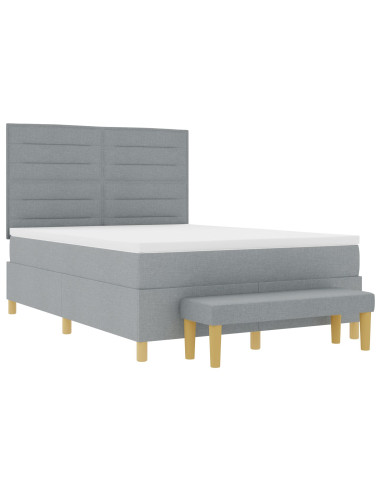 Letto a molle con materasso Grigio chiaro 140 x 200 cm Tessuto