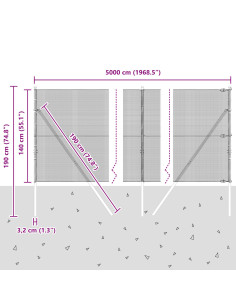 Palo della recinzione Verde 50 x 1,4 m (rete 12 x 12 mm)