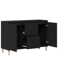 Credenza con cassetto Nero 102 x 35 x 60 cm Legno multistrato 2