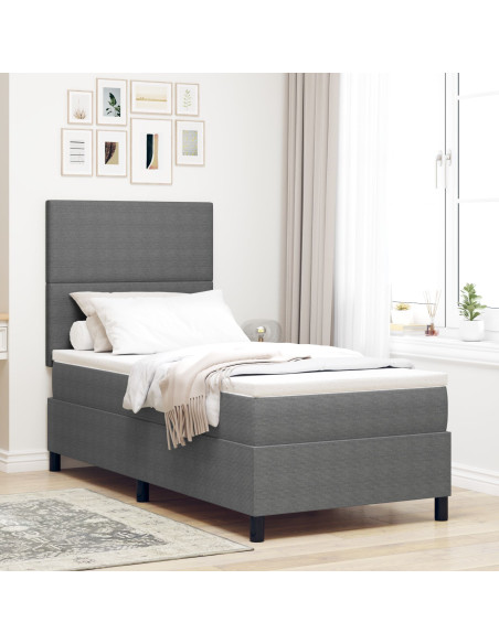 Letto con Box Spring e Materasso Grigio Chiaro 90x200 cm Tessuto Corduroy