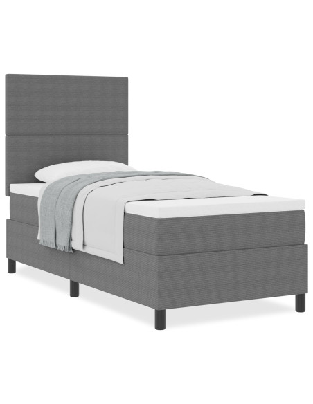 Letto con Box Spring e Materasso Grigio Chiaro 90x200 cm Tessuto Corduroy