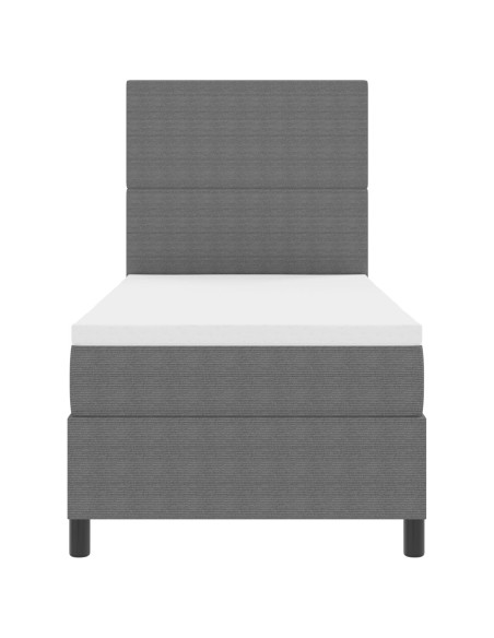 Letto con Box Spring e Materasso Grigio Chiaro 90x200 cm Tessuto Corduroy