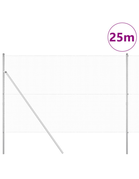 Recinzione in filo saldato con 13 pali 1.5x25 m Acciaio zincato