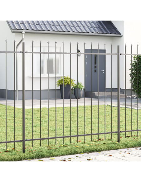 Recinzione da Giardino  con Punta a Lancia Grigia 8,5x1,5 m in Acciaio