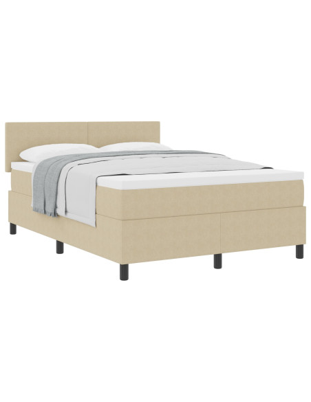 Letto Box Spring con Materasso Beige 160x200 cm Tessuto Corduroy