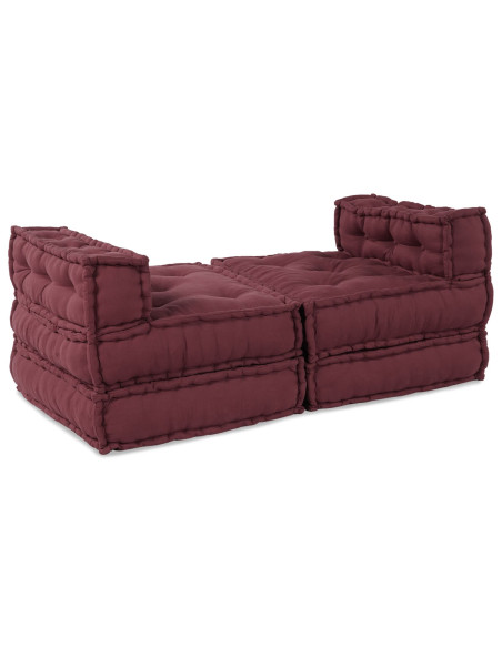 Pouf Modulari  4 pezzi in Tessuto Borgogna