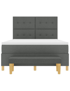Letto a molle con materasso Grigio scuro 140 x 200 cm Tessuto