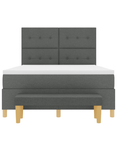 Letto a molle con materasso Grigio scuro 140 x 200 cm Tessuto