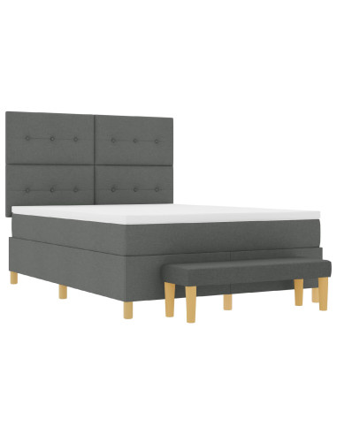 Letto a molle con materasso Grigio scuro 140 x 200 cm Tessuto