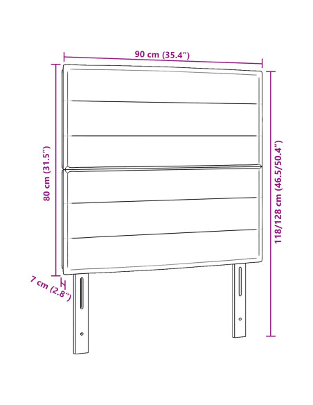 Testiera  Grigio scuro Tessuto 90 cm Rettangolare Moderna