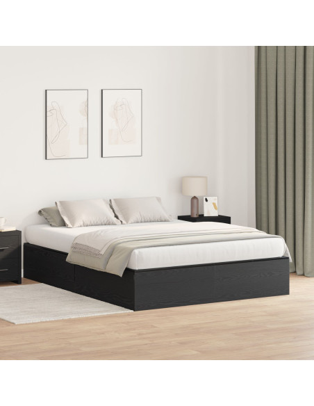 Letto con Contenitore Rovere Nero Legno Composito Full/Matrimoniale