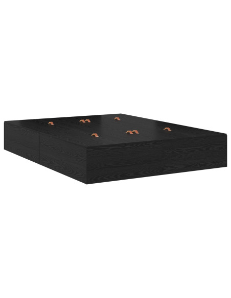 Letto con Contenitore Rovere Nero Legno Composito Full/Matrimoniale