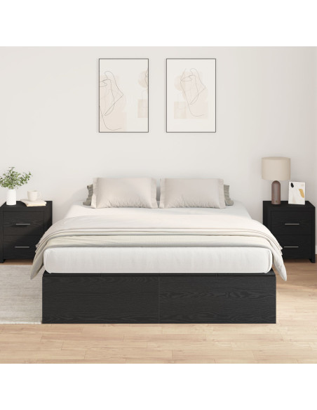 Letto con Contenitore Rovere Nero Legno Composito Full/Matrimoniale