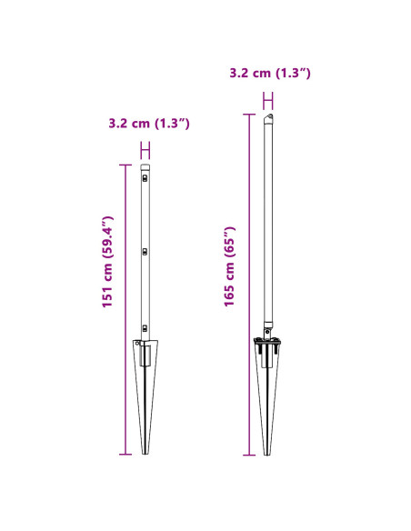 Pali di Recinzione  con Punta 26 pz Ø32 mm 120 cm Acciaio Zincato