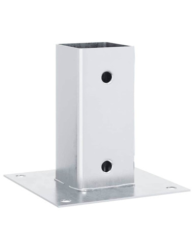 Basi per Pali Quadrate 4 pz Argento 61x61 mm in Acciaio Zincato