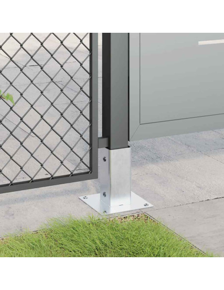 Basi per Pali Quadrate 4 pz Argento 61x61 mm in Acciaio Zincato
