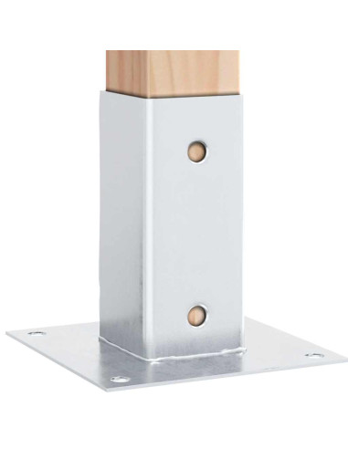 Basi per Pali Quadrate 4 pz Argento 61x61 mm in Acciaio Zincato