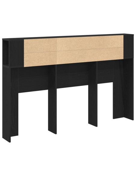 Cabinet Testiera Nero in Rovere di  - 160x19x104.5 cm Realizzato in Legno Ingegnerizzato