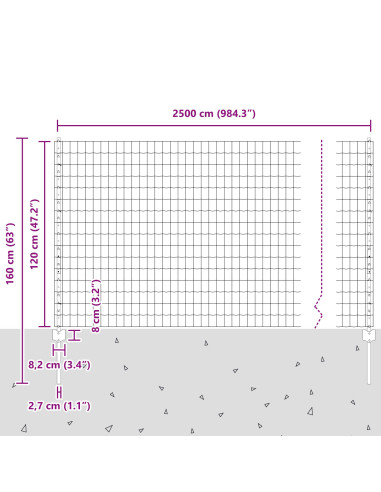 Recinzione con Posto Verde 1,2 x 25 m Acciaio e PVC