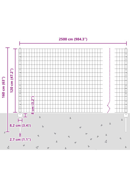 Recinzione con Posto Verde 1,2 x 25 m Acciaio e PVC