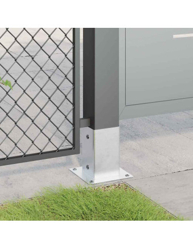 Basi per Pali Quadrate 4 pz Argento 91x91 mm in Acciaio Zincato