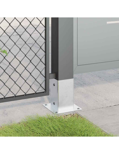 Basi per Pali Quadrate 4 pz Argento 91x91 mm in Acciaio Zincato