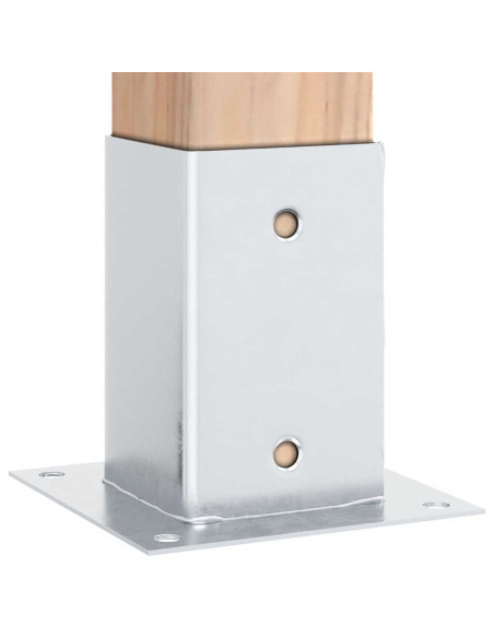 Basi per Pali Quadrate 4 pz Argento 91x91 mm in Acciaio Zincato