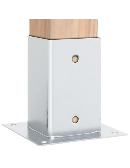 Basi per Pali Quadrate 4 pz Argento 91x91 mm in Acciaio Zincato