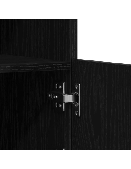Sideboard con luci LED in rovere nero 60,5x37x67 cm