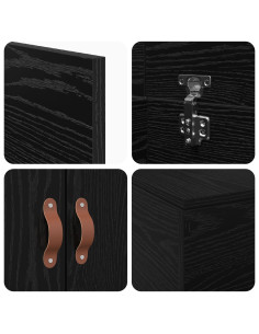 Struttura letto con contenitore Rovere Nero 100 x 200 cm 2