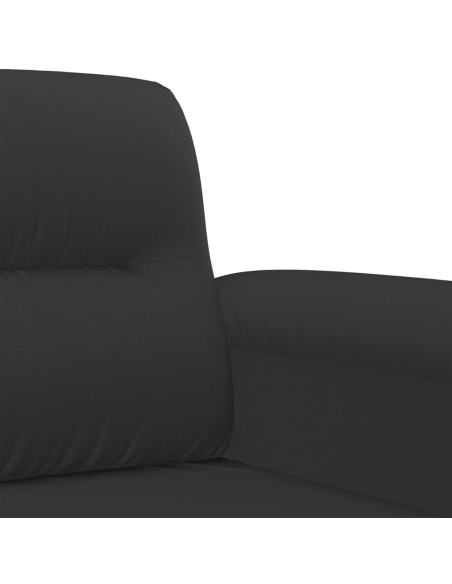 Set Divani 3 pz con Cuscini Nero in Tessuto Microfibra