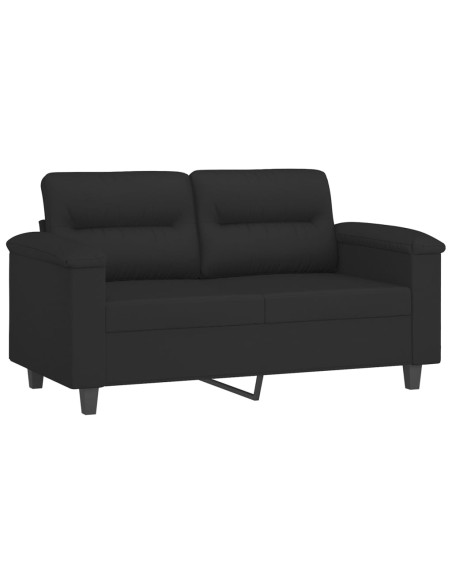 Set Divani 3 pz con Cuscini Nero in Tessuto Microfibra