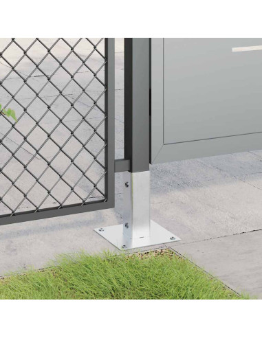 Basi per Pali Quadrate 12 pz Argento 51x51 mm Acciaio Zincato