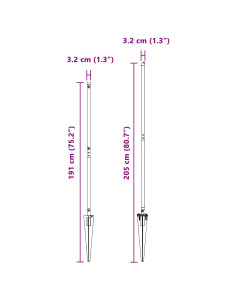Palo della recinzione 52 pcs Grigio 3,2 x 3,2 x 205 cm 2