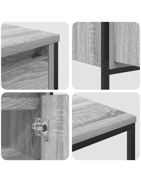 Set di mobili per il bagno con porta 3 pcs Grigio Sonoma e Nero