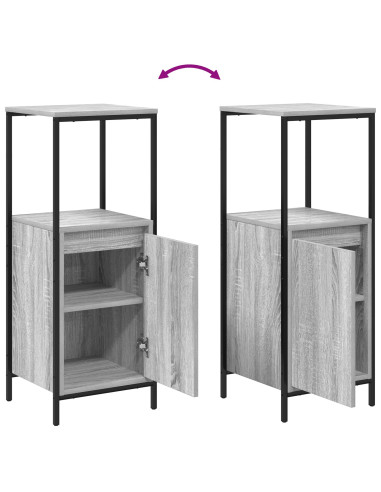 Set di mobili per il bagno con porta 3 pcs Grigio Sonoma e Nero