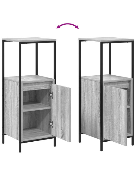 Set di mobili per il bagno con porta 3 pcs Grigio Sonoma e Nero