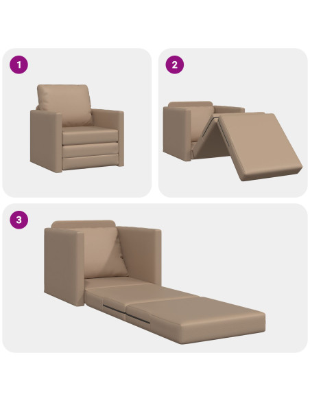 Divano letto vitaXL 2-in-1 Cappuccino 74x77x81 cm in pelle sintetica