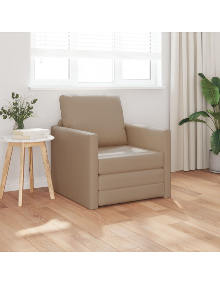 Divano letto vitaXL 2-in-1 Cappuccino 74x77x81 cm in pelle sintetica